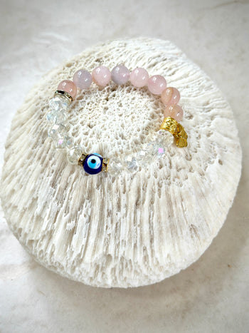 Rose Quartz Evil Eye Bracelet